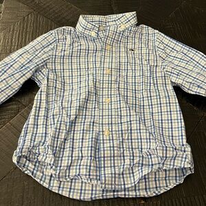 Vineyard Vines Boy’s Light Blue and White Checkered Button Up Shirt Size 3T EUC